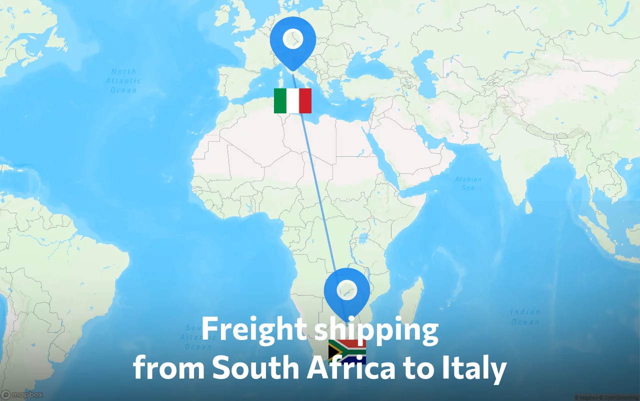Shipping route from South Africa to Italy