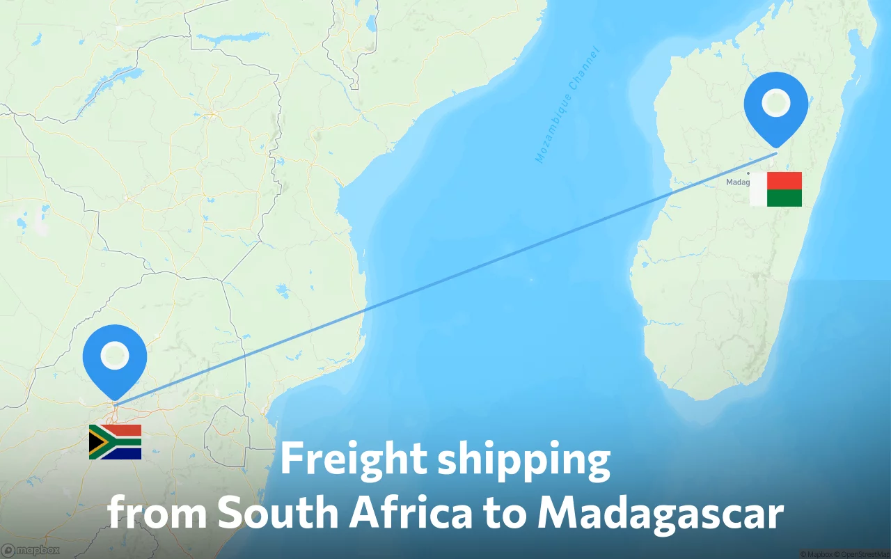 Shipping route from South Africa to Madagascar