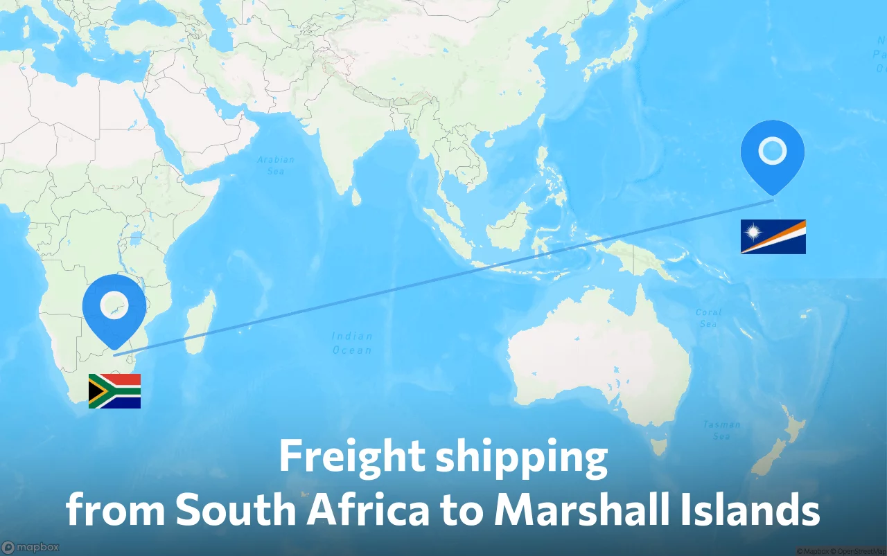 Shipping route from South Africa to Marshall Islands