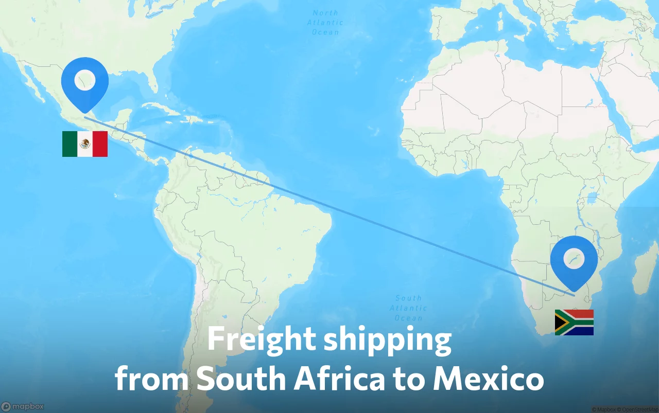 Shipping route from South Africa to Mexico
