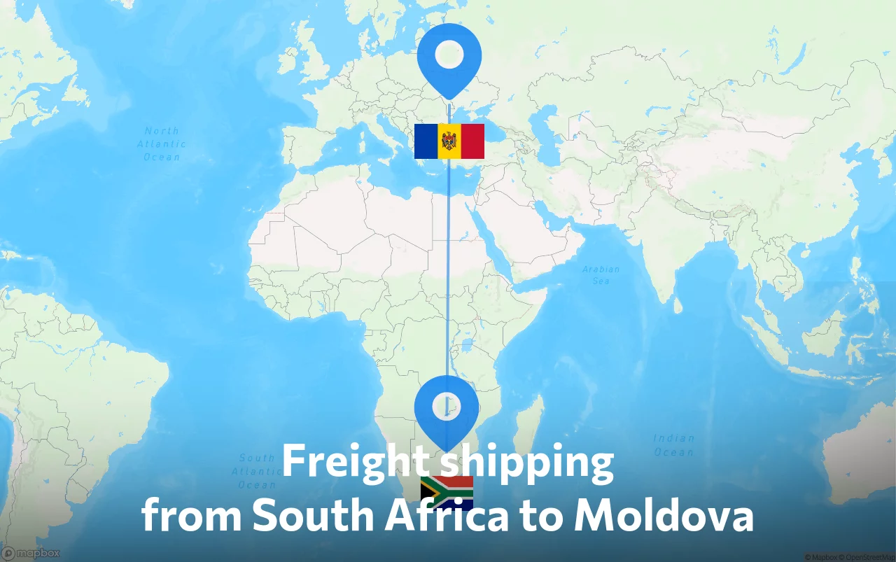 Shipping route from South Africa to Moldova