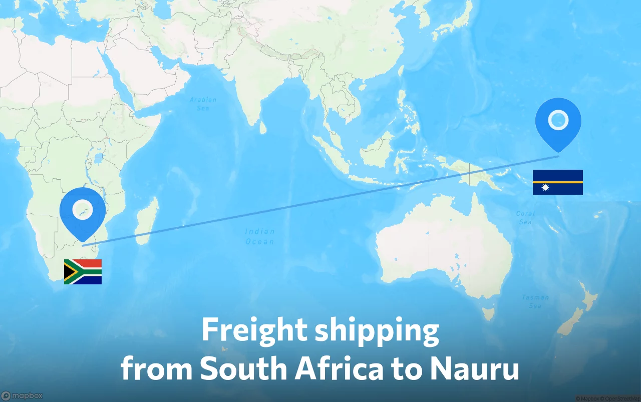 Shipping route from South Africa to Nauru