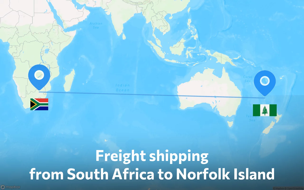 Shipping route from South Africa to Norfolk Island