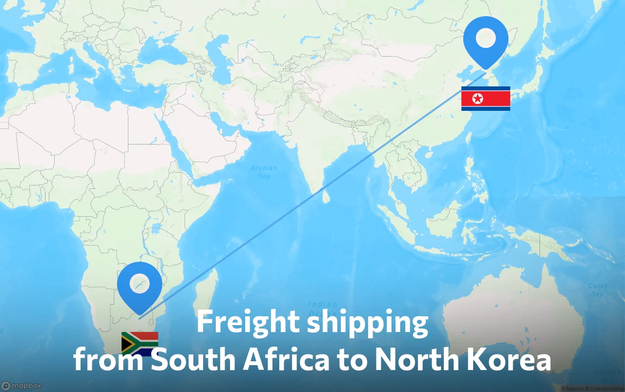 Shipping route from South Africa to North Korea