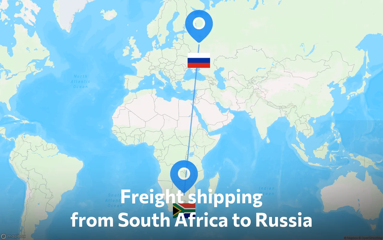 Shipping route from South Africa to Russia