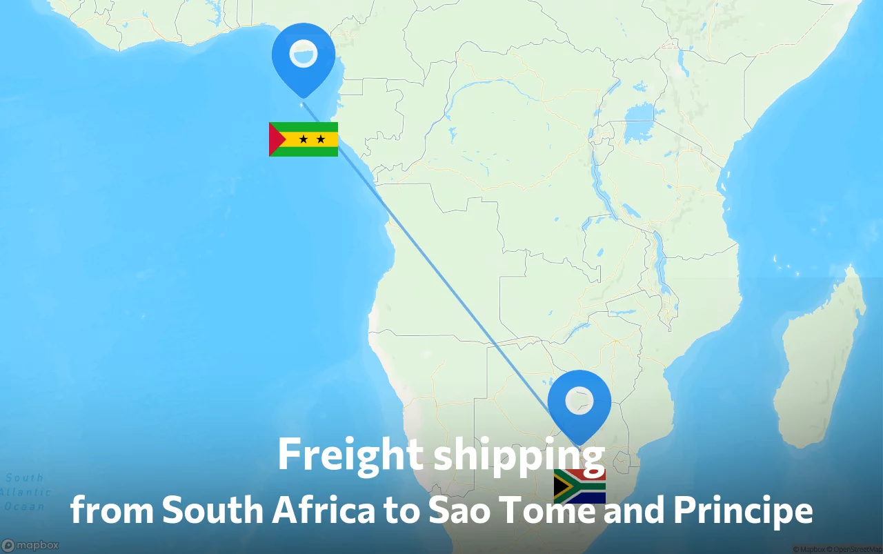 Shipping route from South Africa to Sao Tome and Principe