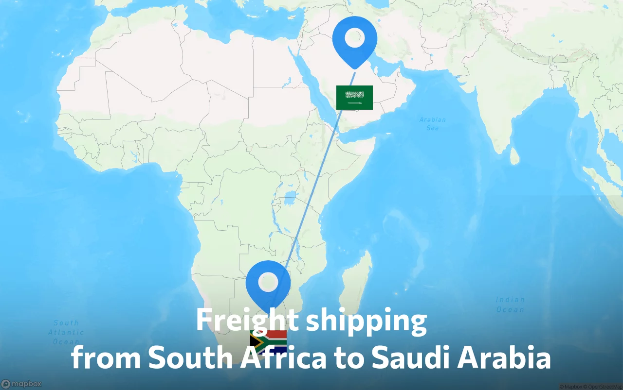 Shipping route from South Africa to Saudi Arabia