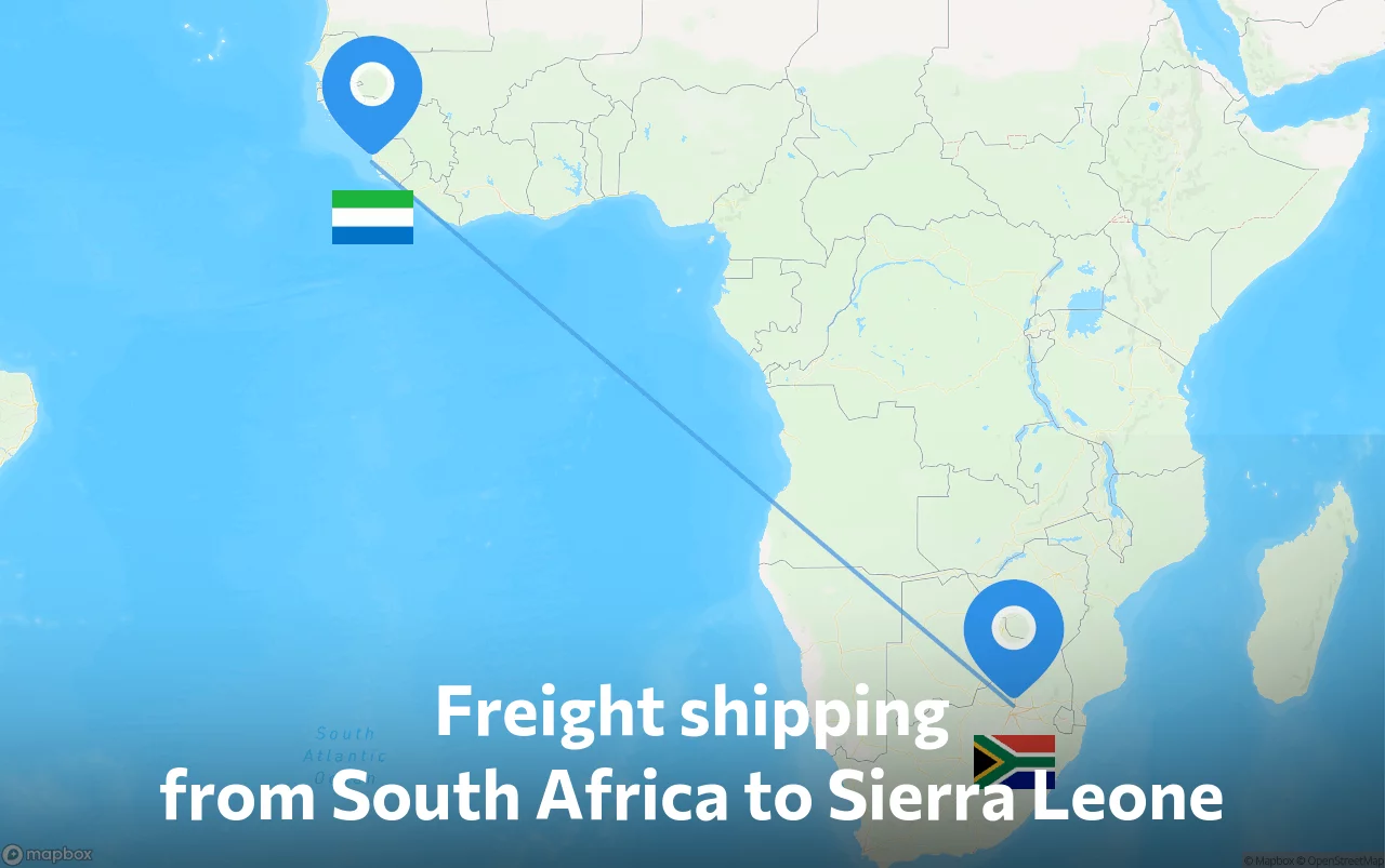 Shipping route from South Africa to Sierra Leone
