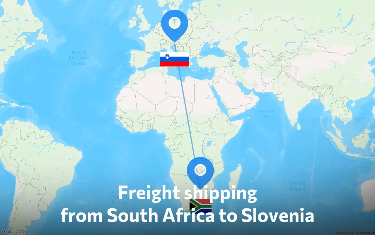 Shipping route from South Africa to Slovenia