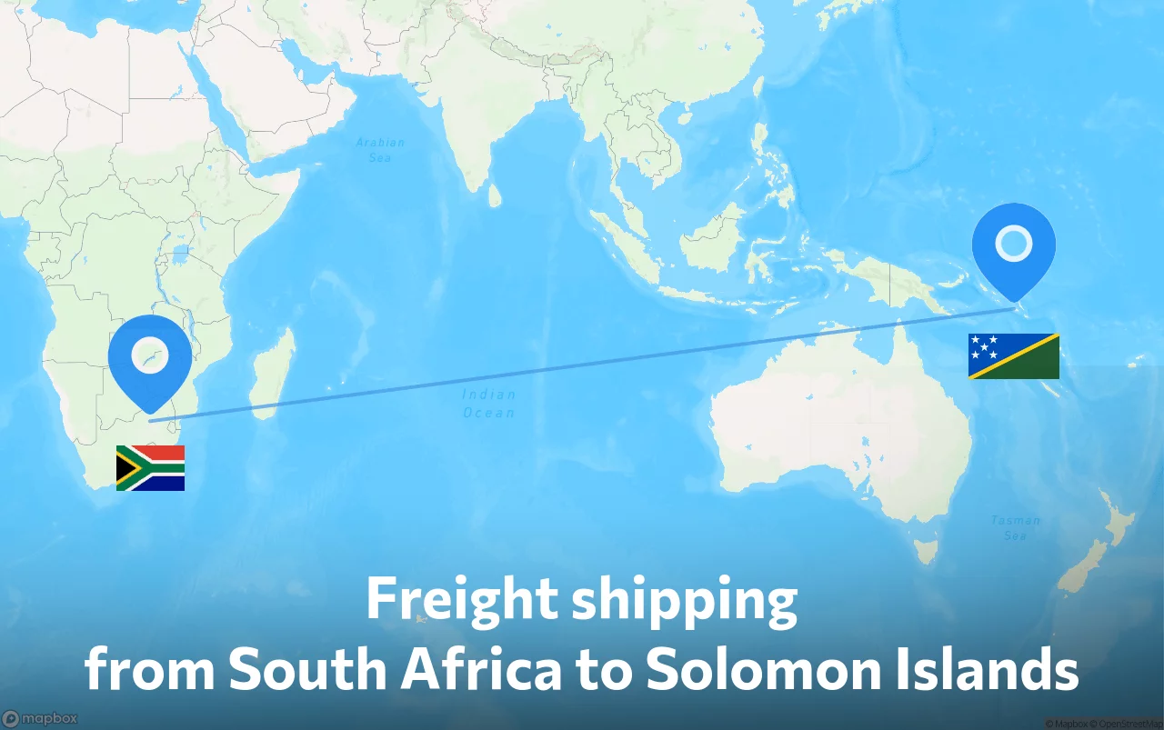 Shipping route from South Africa to Solomon Islands