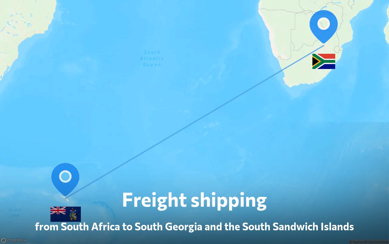 Shipping route from South Africa to South Georgia and the South Sandwich Islands