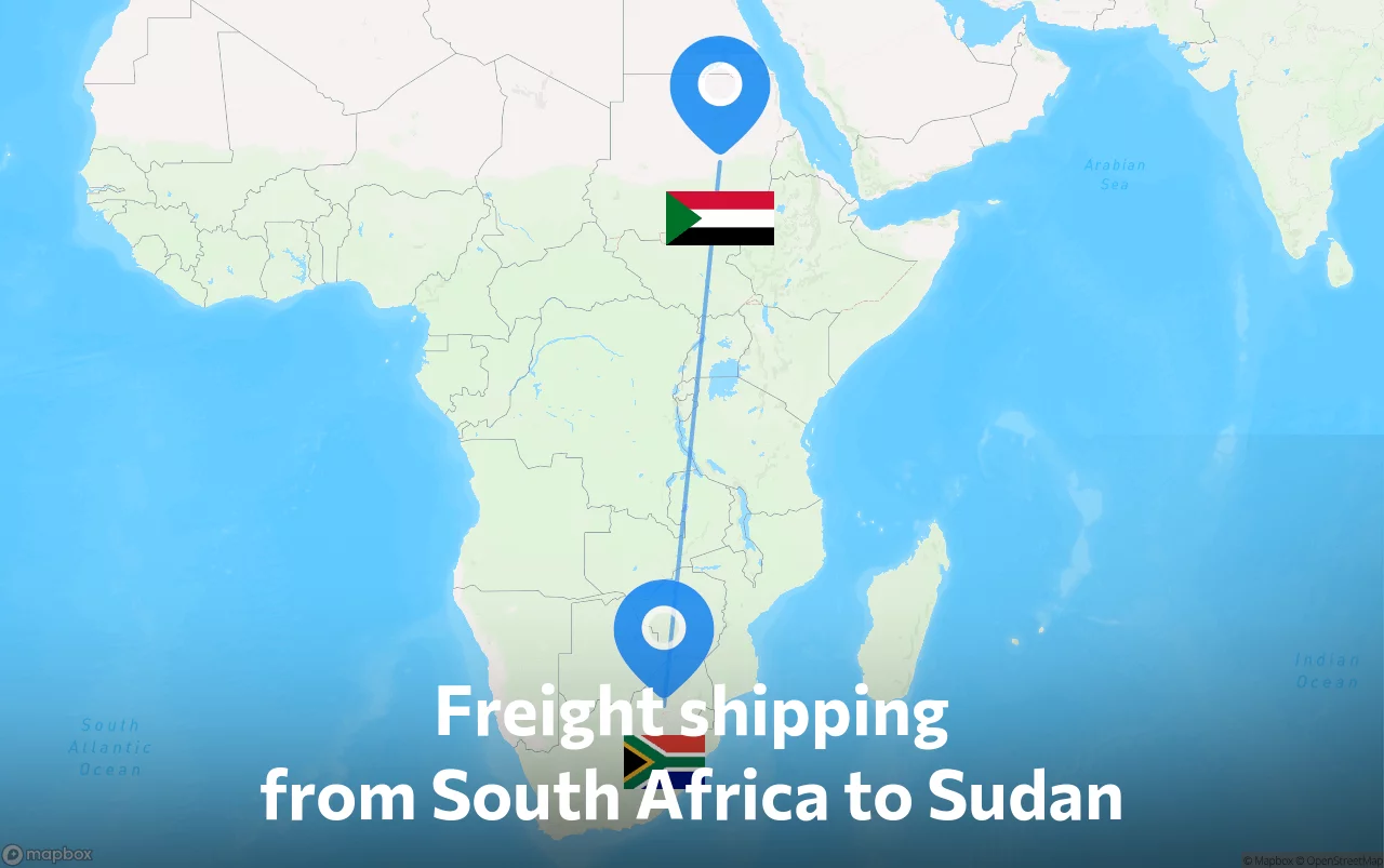 Shipping route from South Africa to Sudan