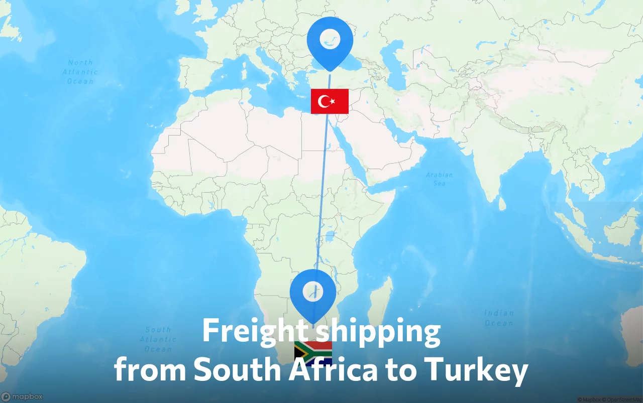 Shipping route from South Africa to Turkey
