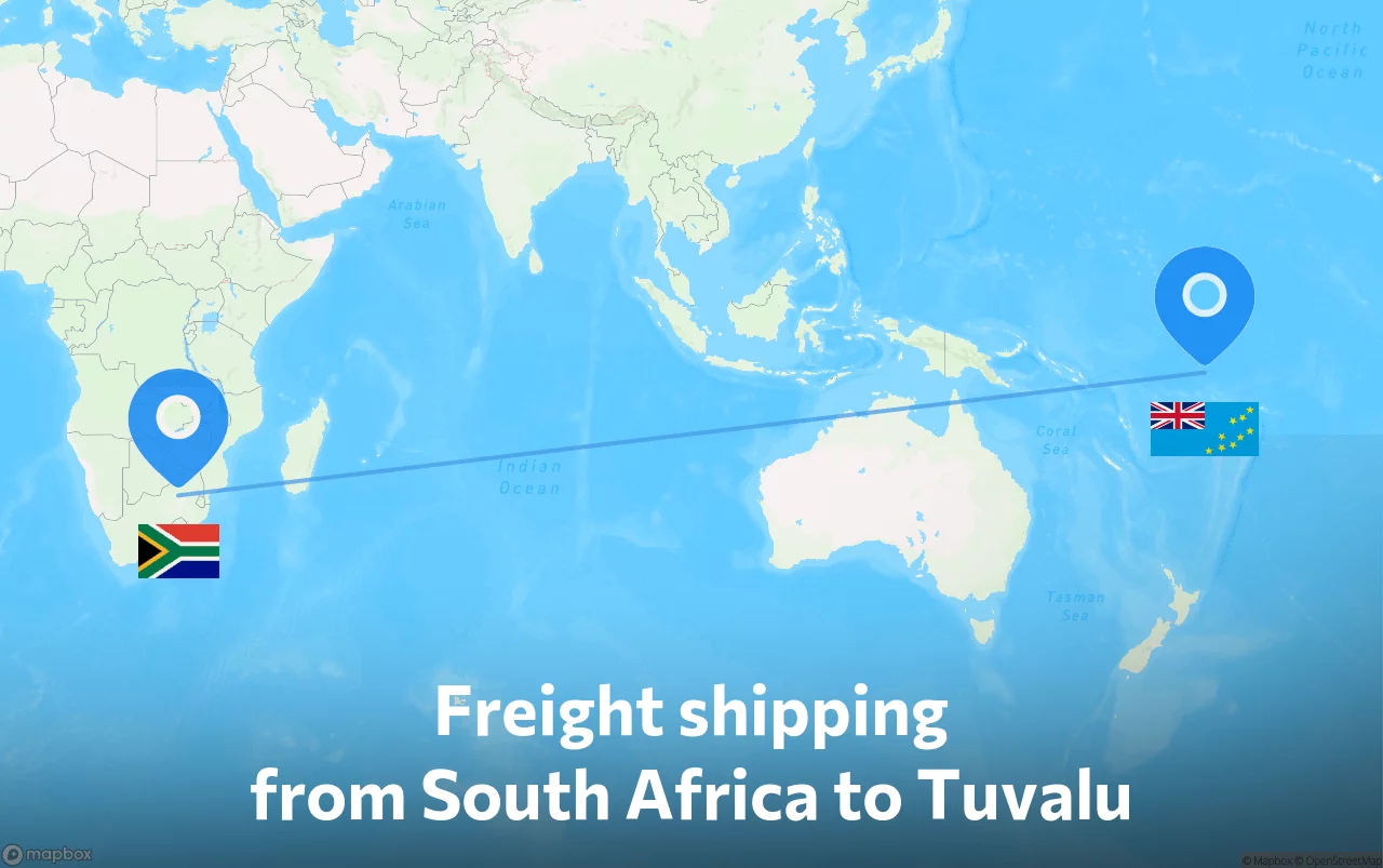 Shipping route from South Africa to Tuvalu