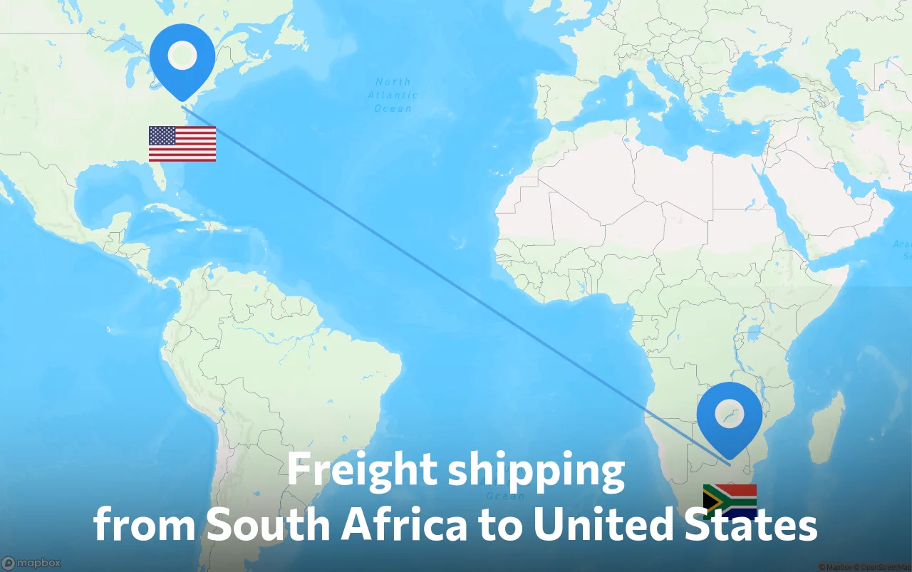 Shipping route from South Africa to United States