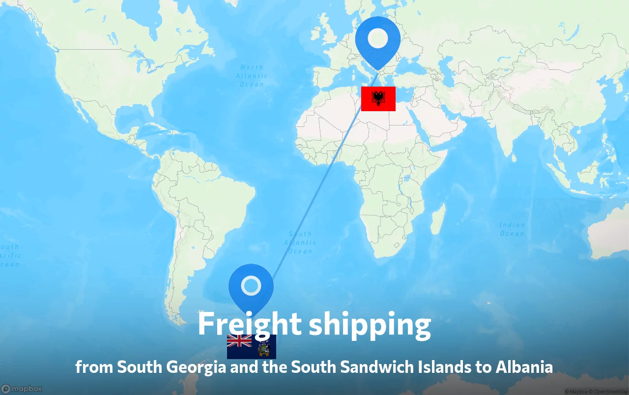 Shipping route from South Georgia and the South Sandwich Islands to Albania