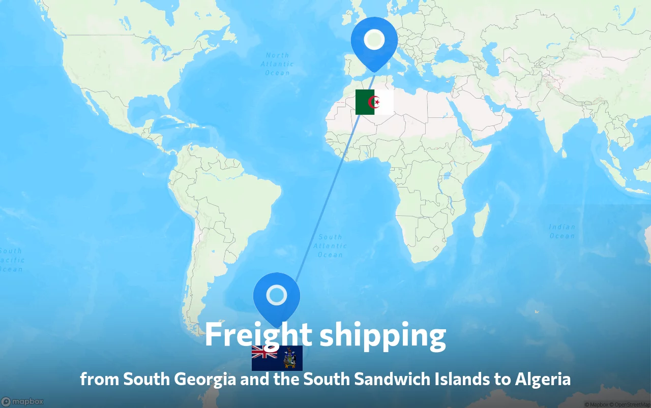 Shipping route from South Georgia and the South Sandwich Islands to Algeria