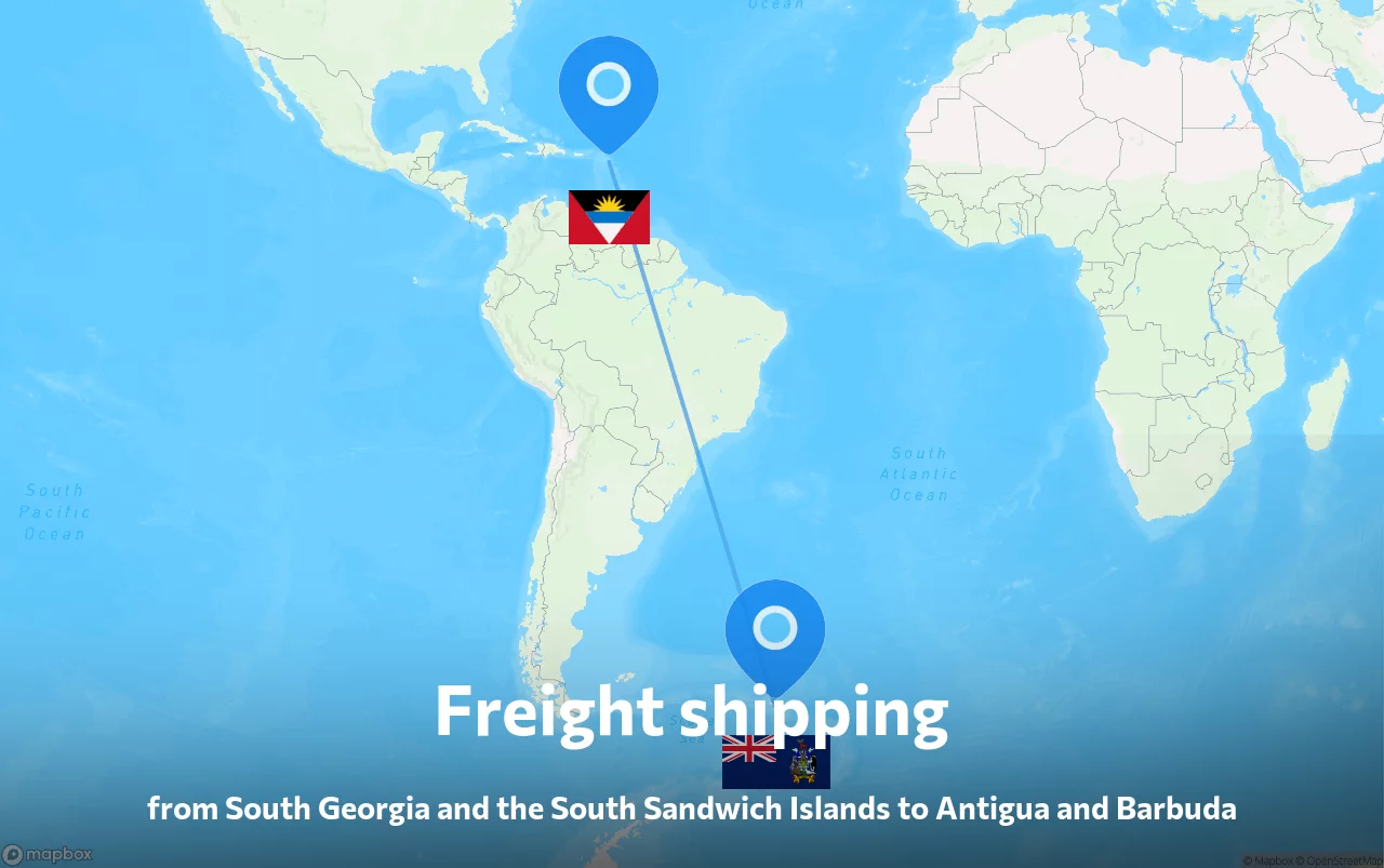 Shipping route from South Georgia and the South Sandwich Islands to Antigua and Barbuda