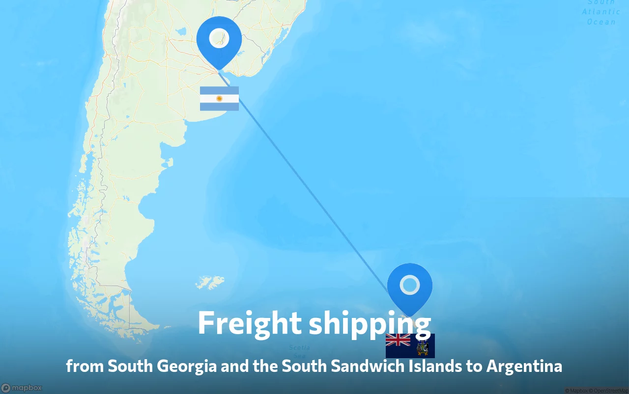 Shipping route from South Georgia and the South Sandwich Islands to Argentina