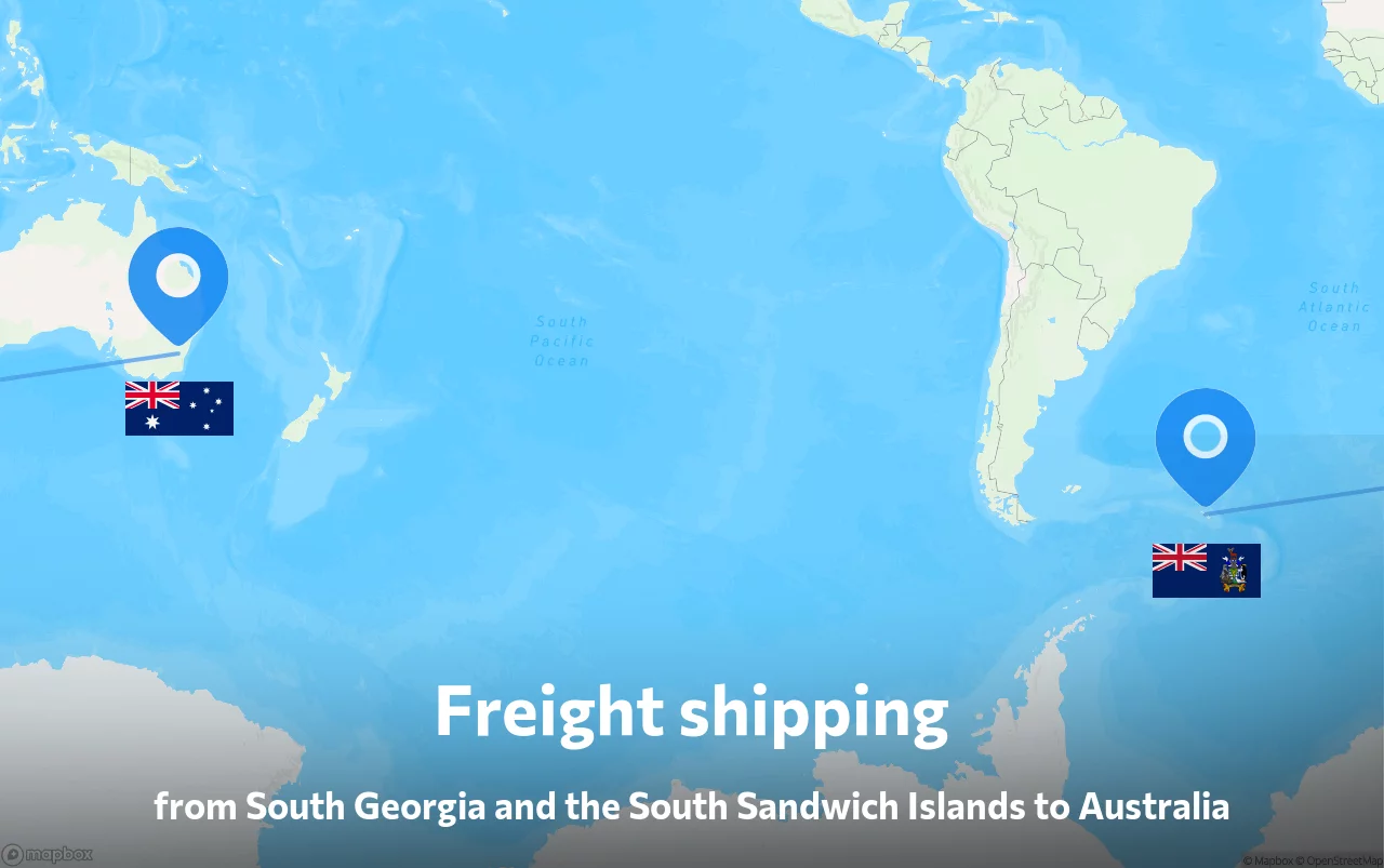 Shipping route from South Georgia and the South Sandwich Islands to Australia