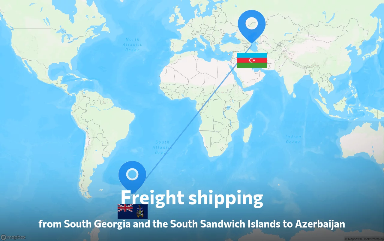 Shipping route from South Georgia and the South Sandwich Islands to Azerbaijan