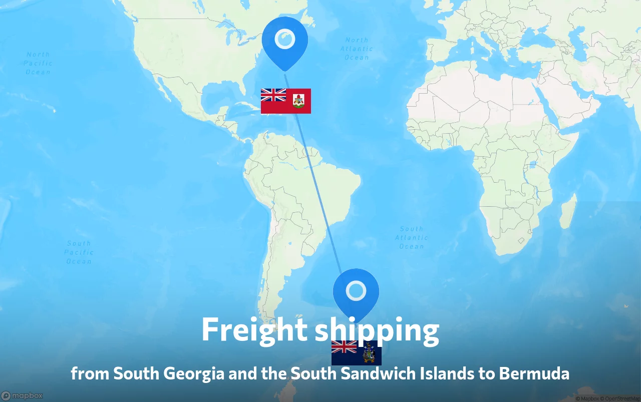 Shipping route from South Georgia and the South Sandwich Islands to Bermuda