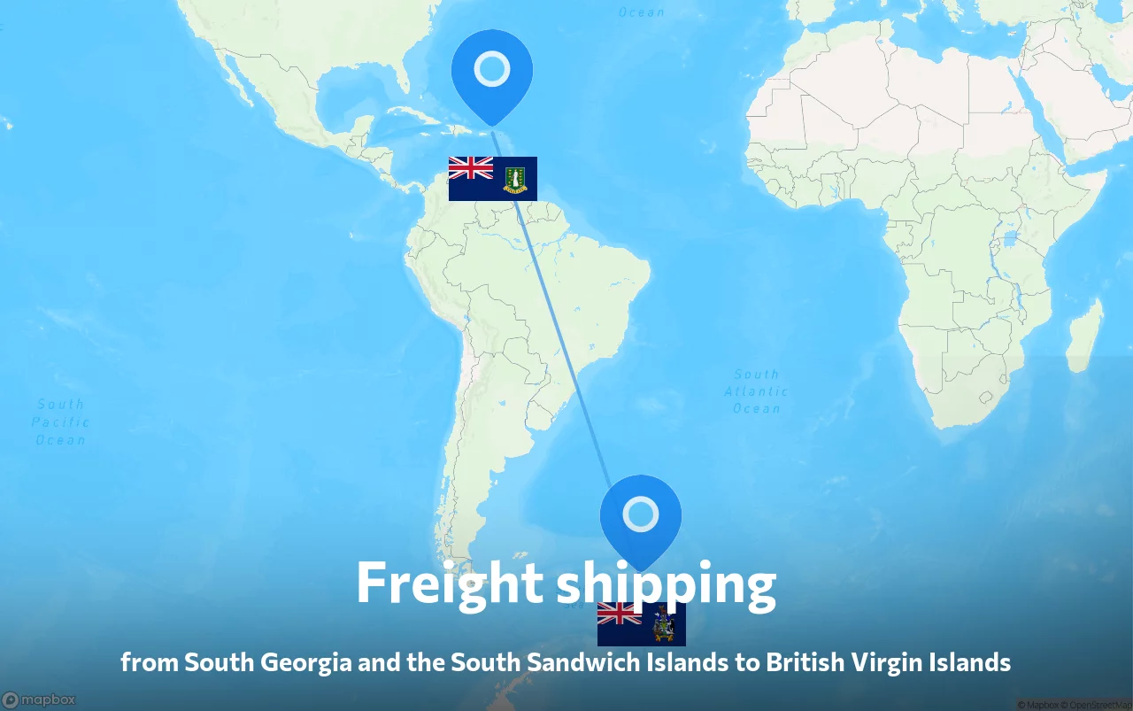 Shipping route from South Georgia and the South Sandwich Islands to British Virgin Islands