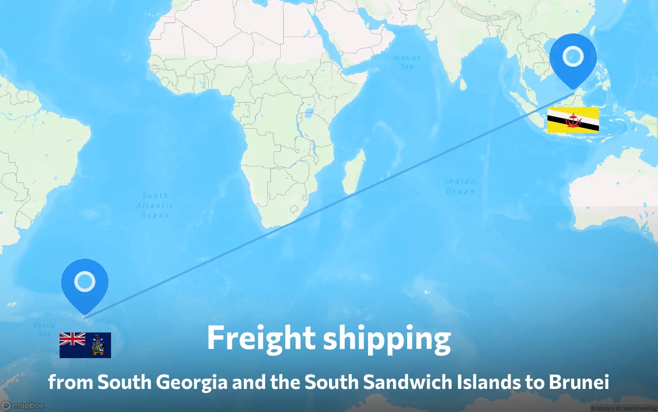 Shipping route from South Georgia and the South Sandwich Islands to Brunei