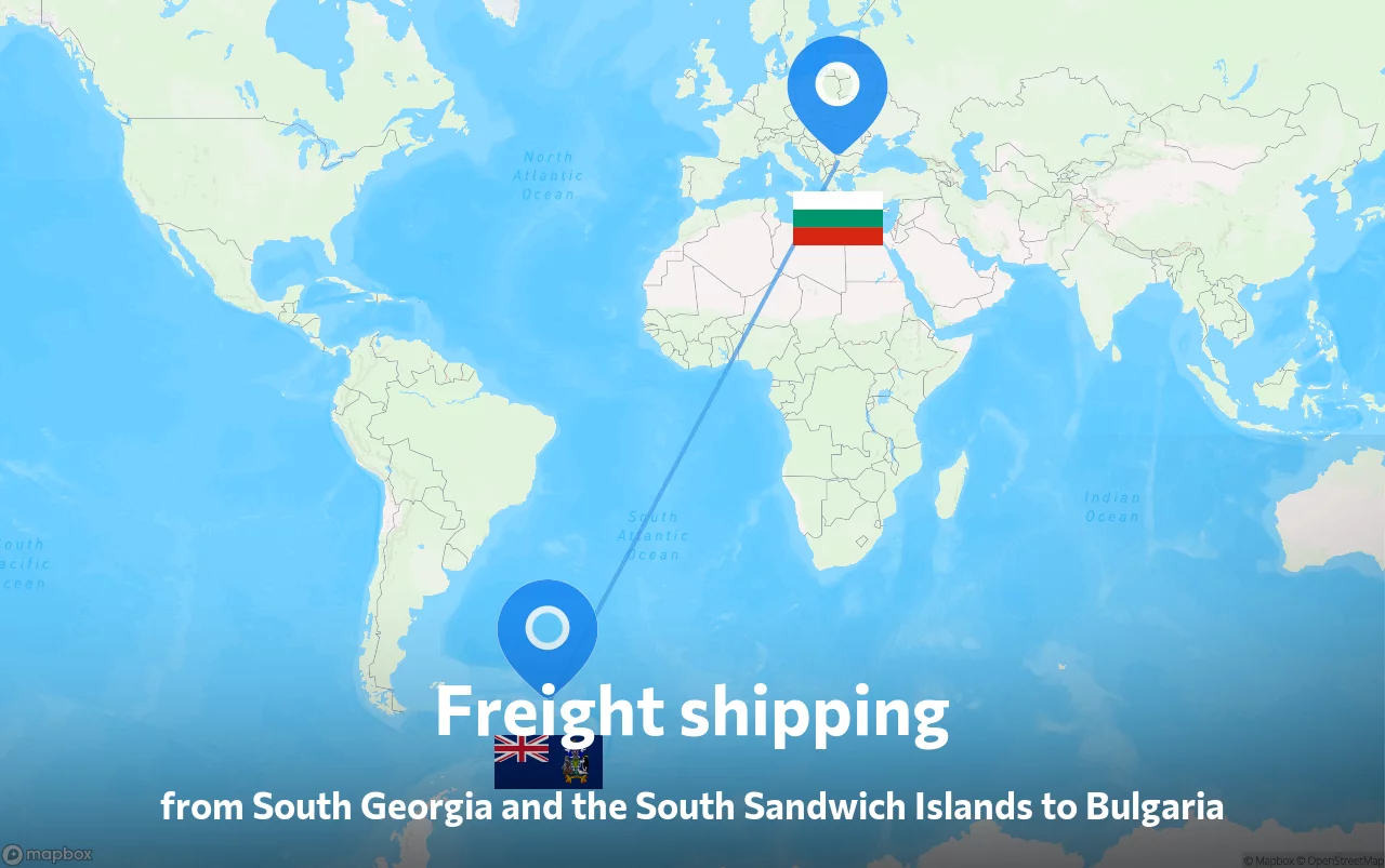 Shipping route from South Georgia and the South Sandwich Islands to Bulgaria