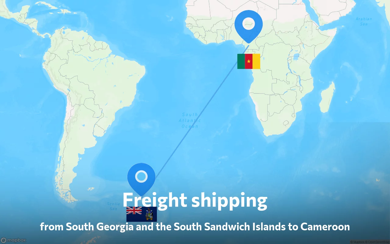 Shipping route from South Georgia and the South Sandwich Islands to Cameroon