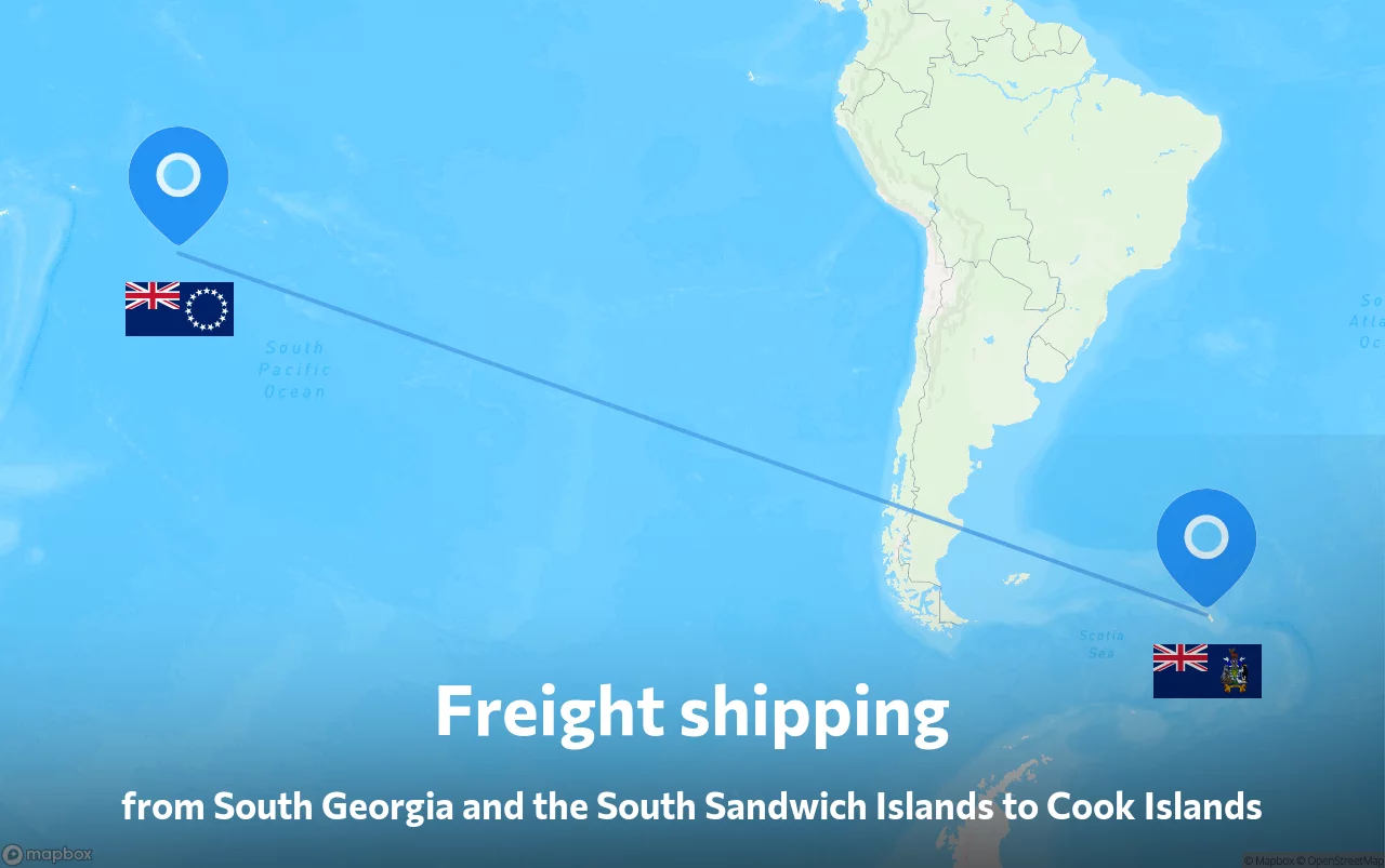 Shipping route from South Georgia and the South Sandwich Islands to Cook Islands
