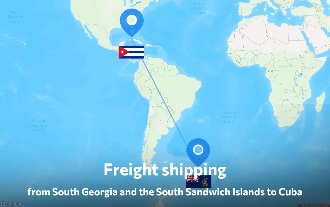 Shipping route from South Georgia and the South Sandwich Islands to Cuba