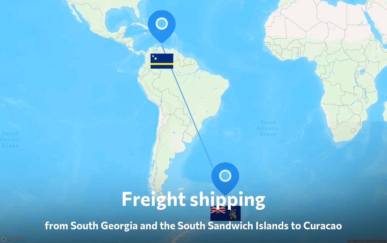 Shipping route from South Georgia and the South Sandwich Islands to Curacao