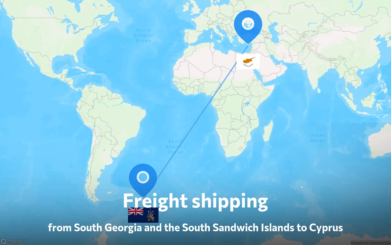 Shipping route from South Georgia and the South Sandwich Islands to Cyprus