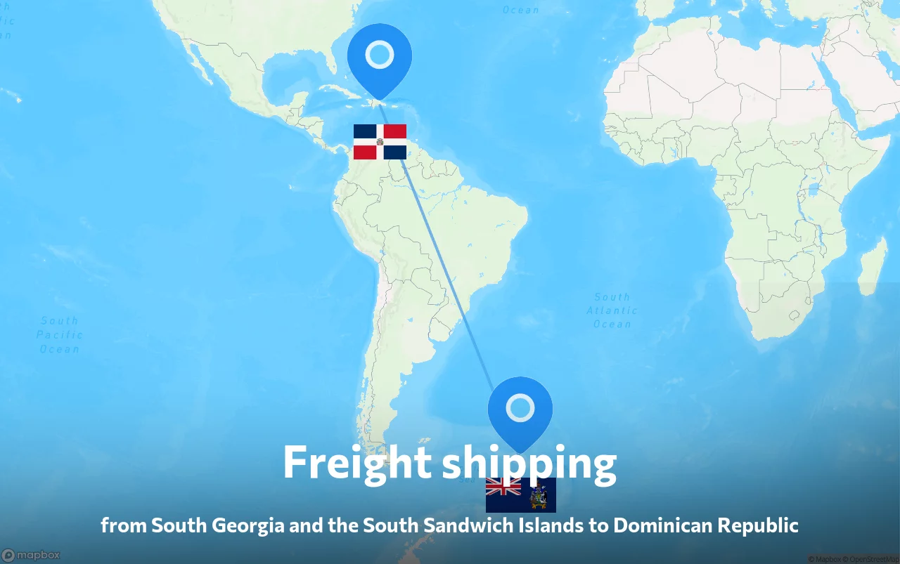 Shipping route from South Georgia and the South Sandwich Islands to Dominican Republic