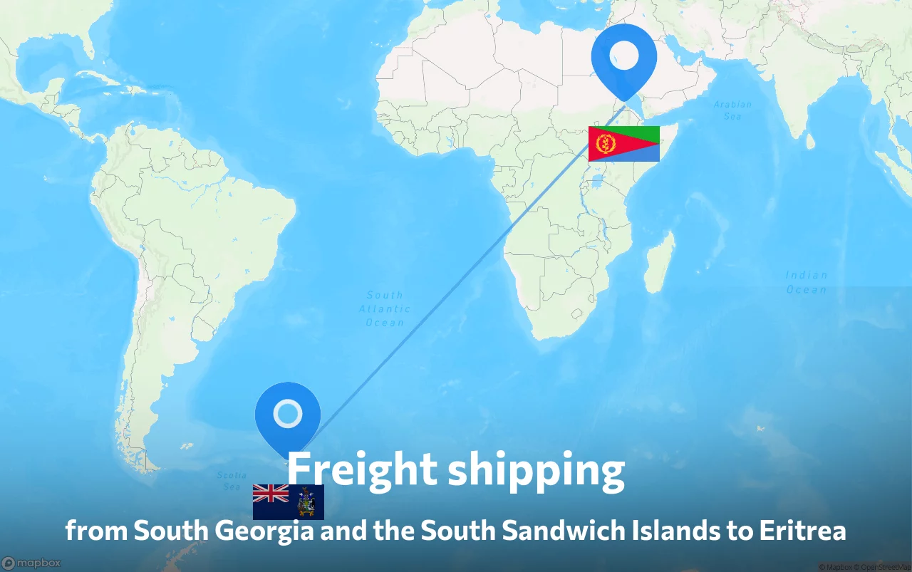 Shipping route from South Georgia and the South Sandwich Islands to Eritrea