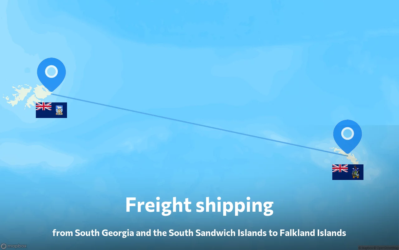 Shipping route from South Georgia and the South Sandwich Islands to Falkland Islands