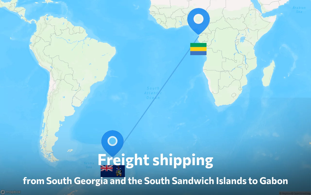 Shipping route from South Georgia and the South Sandwich Islands to Gabon