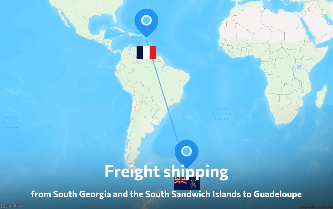 Shipping route from South Georgia and the South Sandwich Islands to Guadeloupe