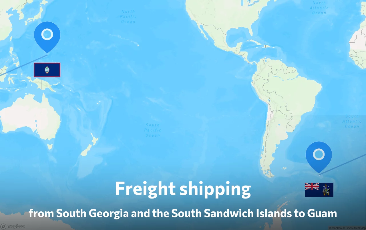 Shipping route from South Georgia and the South Sandwich Islands to Guam