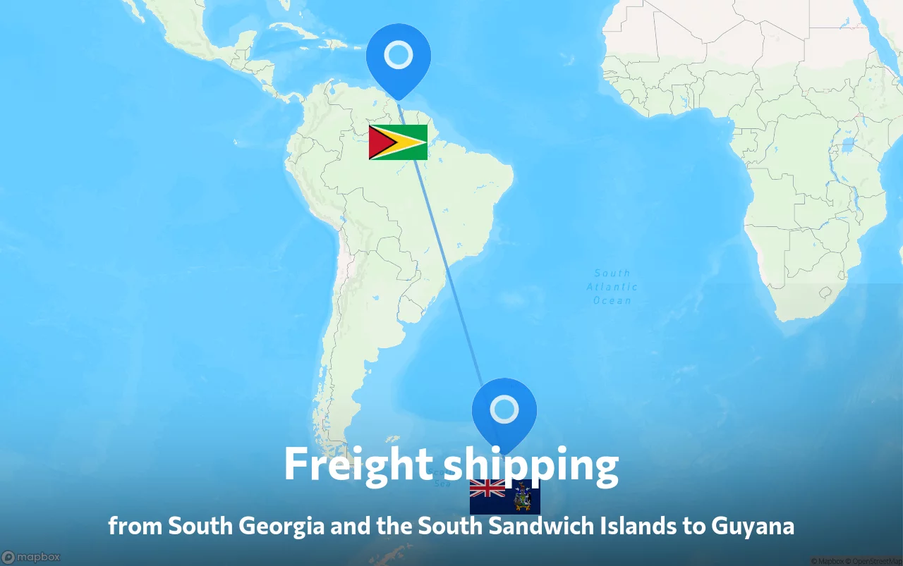 Shipping route from South Georgia and the South Sandwich Islands to Guyana