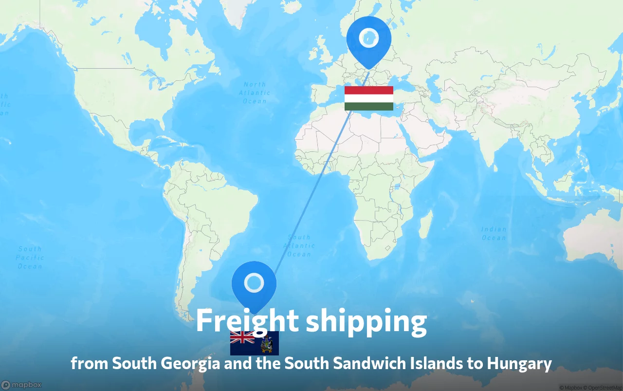 Shipping route from South Georgia and the South Sandwich Islands to Hungary