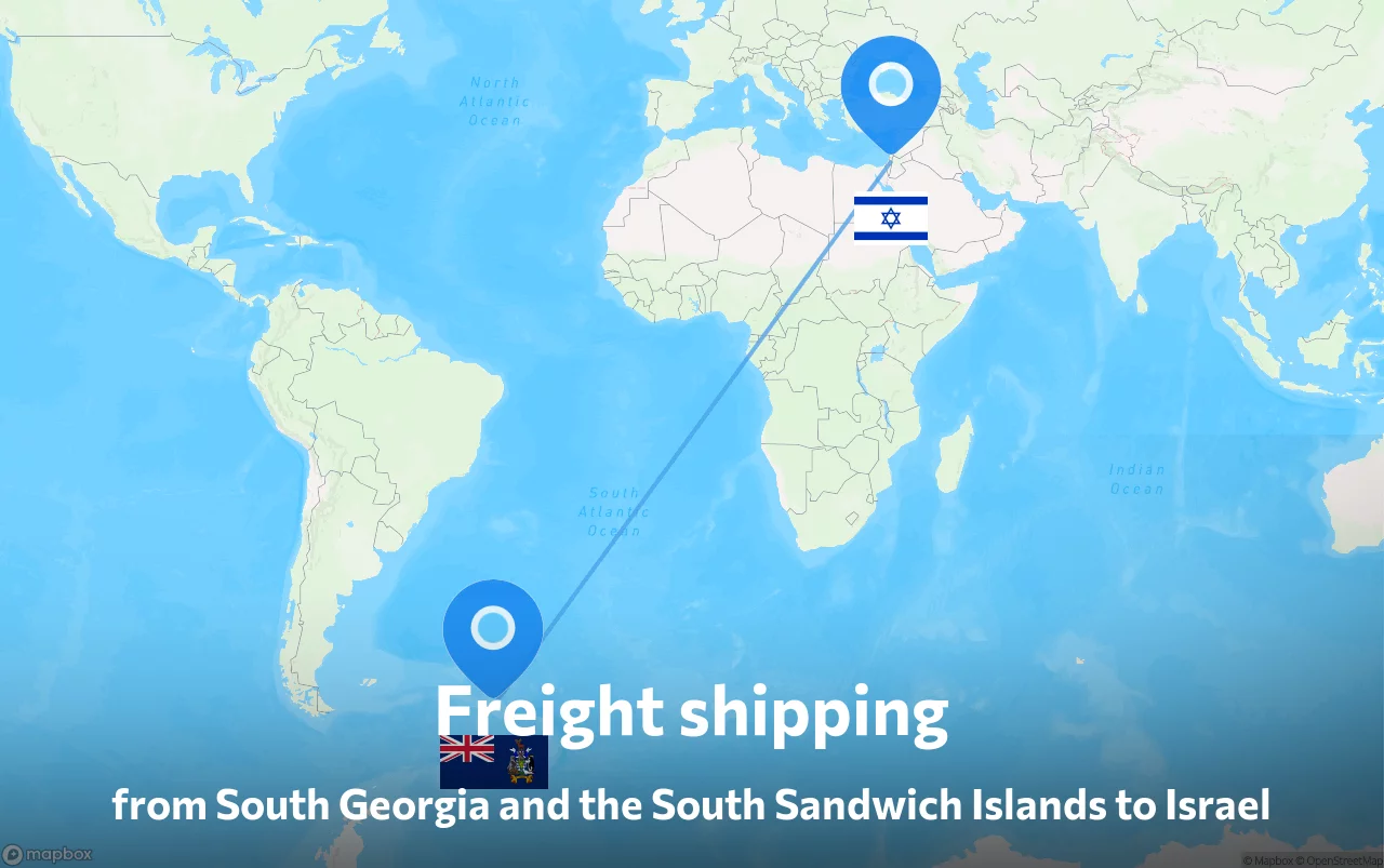 Shipping route from South Georgia and the South Sandwich Islands to Israel