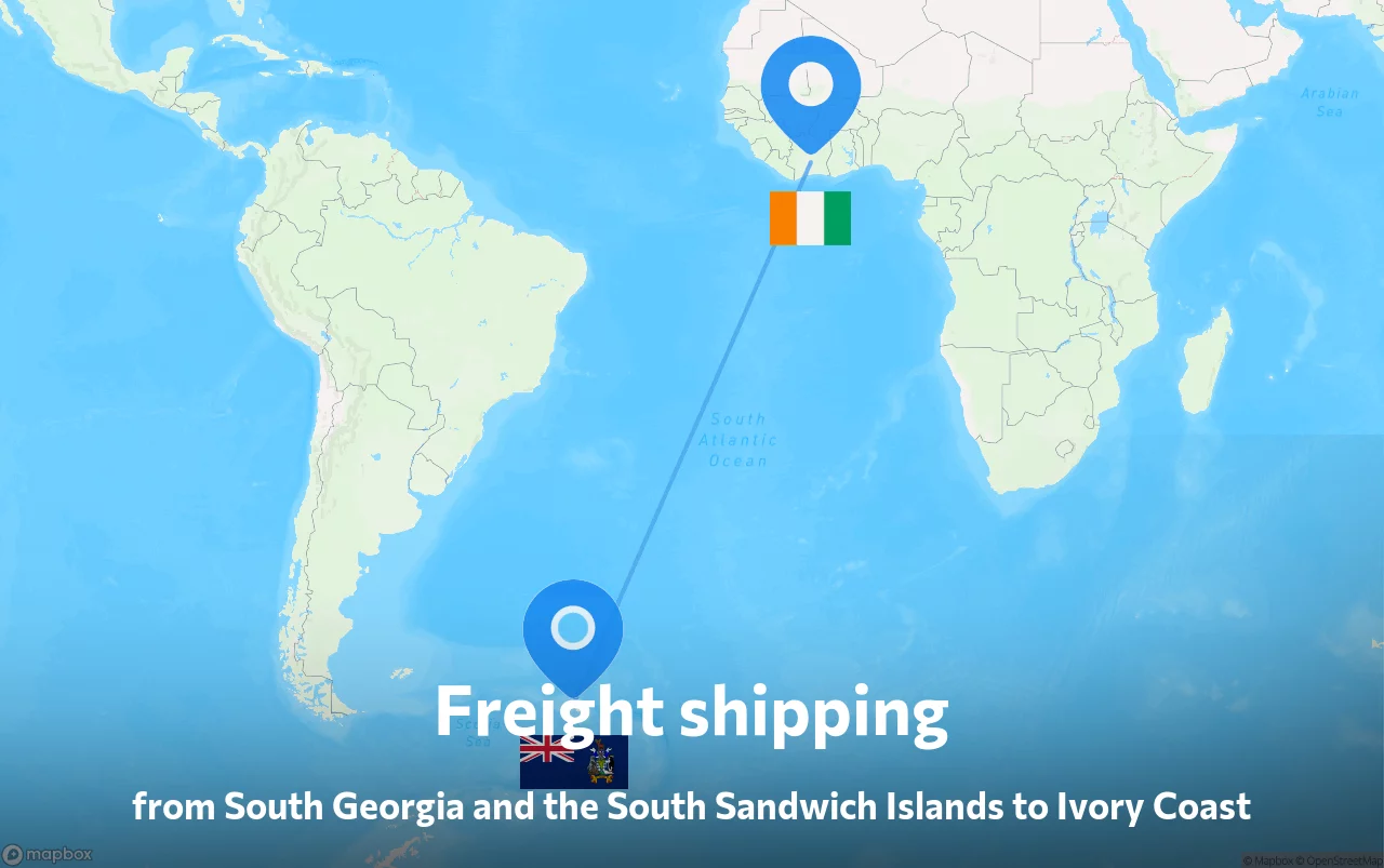 Shipping route from South Georgia and the South Sandwich Islands to Ivory Coast