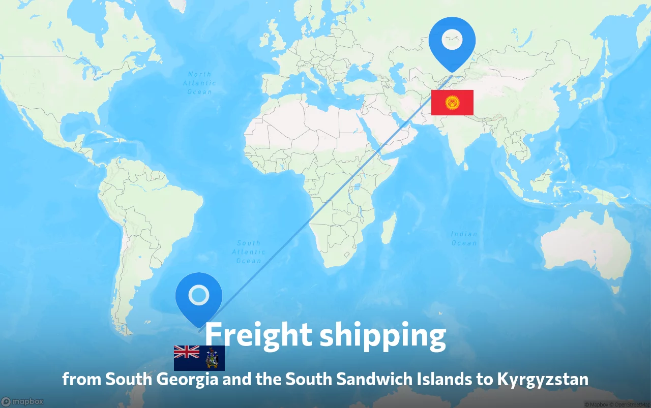 Shipping route from South Georgia and the South Sandwich Islands to Kyrgyzstan