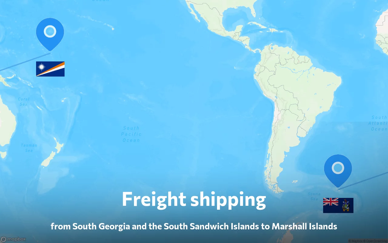 Shipping route from South Georgia and the South Sandwich Islands to Marshall Islands