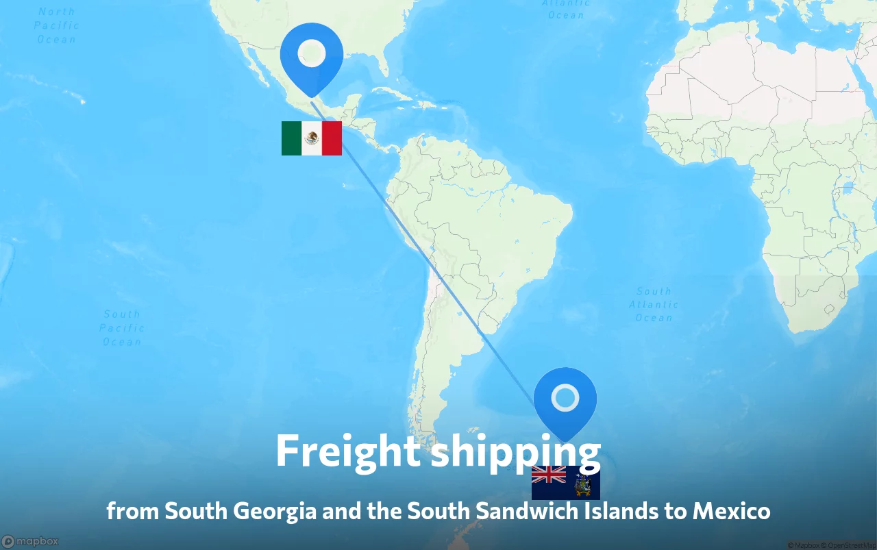Shipping route from South Georgia and the South Sandwich Islands to Mexico