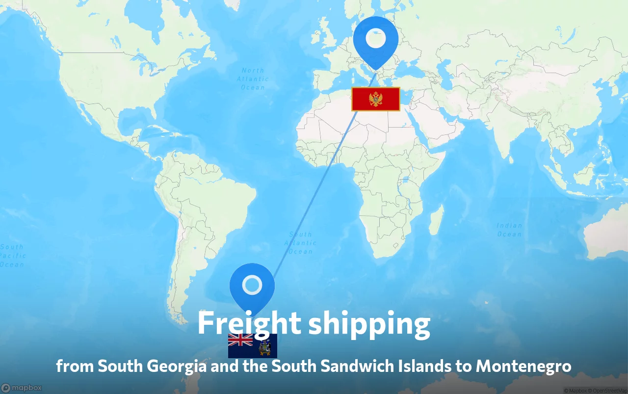 Shipping route from South Georgia and the South Sandwich Islands to Montenegro