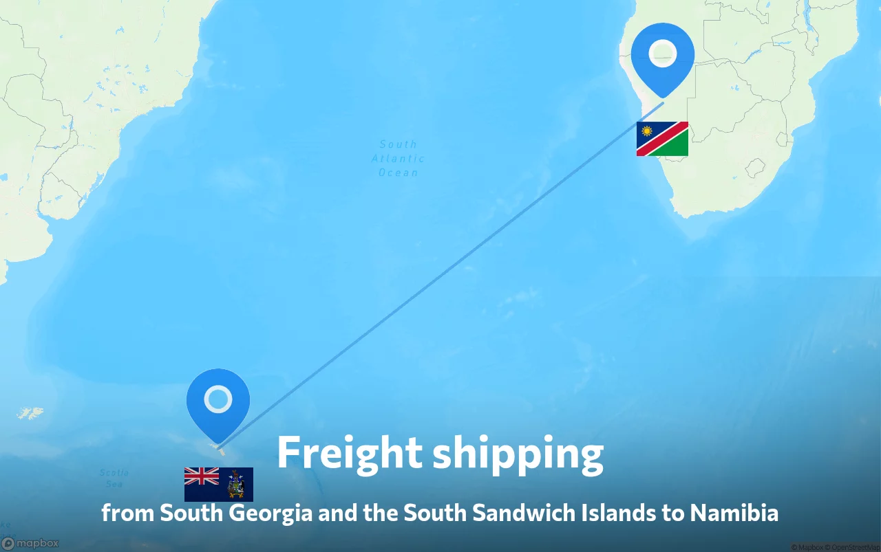 Shipping route from South Georgia and the South Sandwich Islands to Namibia