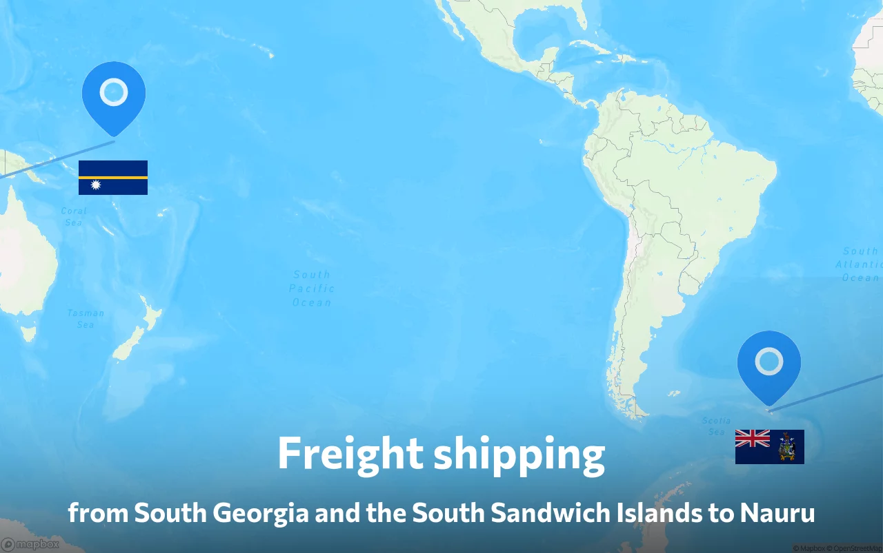 Shipping route from South Georgia and the South Sandwich Islands to Nauru